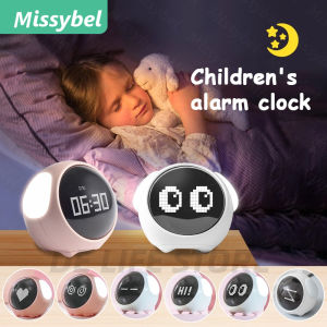New cute expression alarm clock LED night light childrens multi-function headboard voice control night light Snooze requires a child alarm clock