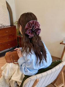 Double Layer Stripe Brick Red Hair Ties for Women High End Gentle Hair Bands High Aesthetic Value Hair Ropes Original Design