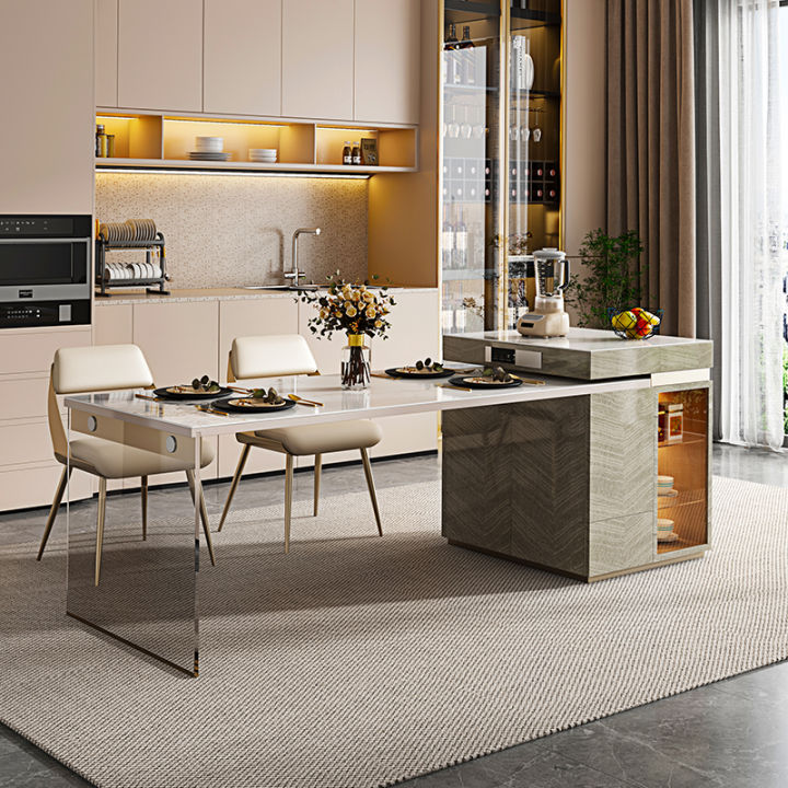 Suspended Kitchen Island Dining Table Retractable Household Small