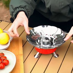 เตาแก๊สพับได้ เตาแก๊ส พร้อมส่ง เตาแค้มปิ้งพกพา เตาแก๊สพกพา ปิคนิค แบบมีตัวกั้นลม WINDPROOF CAMPING STOV