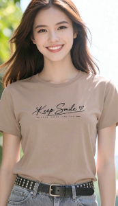 Áo thun nữ cổ tròn An Phúc – In chữ Keep Smile - vải cotton 4 chiều mềm mịn thoáng mát thấm hút mồ hôi