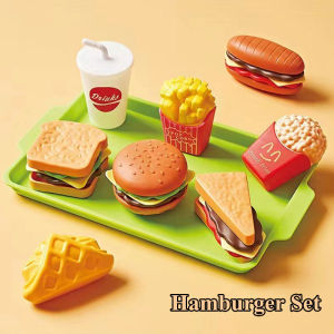 Kids Mini Kitchen Toy Pretends Play Simulated Food Hamburger Cookie Miniature Accessories for Children Girl Educational Gift