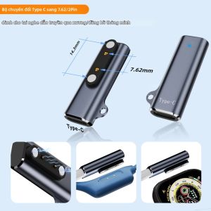 Bộ Sạc Đồng Hồ Thông Minh Từ Tính USB Type-C Sang Đầu Nối 7.62mm Với Khả Năng Tương Thích 2 Chân Và 4 Chân Cho Tai Nghe Dẫn Truyền Xương