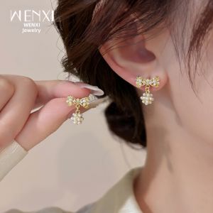 WENXI | Trendy Chic Pearl Bow Earrings