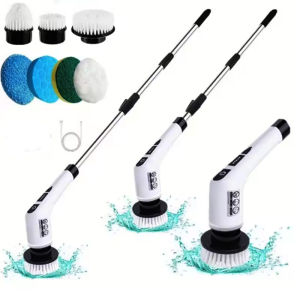 Electric Cleaning Brush Electric Rotary Floor Scrubber Wireless Electric Rotary Scrubber Replaceable 7 Brush Heads