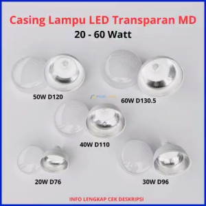 Casing Lampu LED Transparan Eco MD 20 30 40 50 60 Watt Kap Cover Lampu Transparan