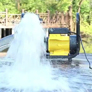 SUM Irrigation Pump Irrigation Water PuTp 2HP Heavy Duty AC Irrigation Pump 18m³/h High Flow 15m Head 220V Agricultural Water Pump Displacement Portable Yellow Pump with Black Frame for Water Spraying in Gardens.