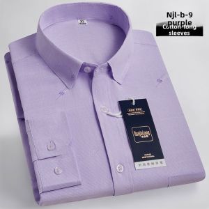 100% Pure Cotton High-End Shirt Men Long Sleeves Spring and Autumn Gingham Middle-Aged and Elderly Casual Shirt Cotton Daddys Outfit