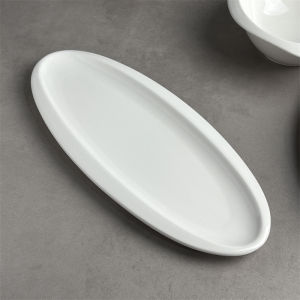 Commercial Ceramic Oval Long Plate Fish Dish European Style Pure Color Dinnerware Set for Restaurant And Cafe Use 1125 Inches