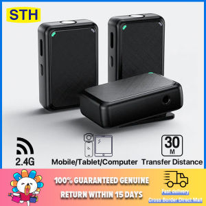 SanThaiH ไมค์บลูทูธ ไมโครโฟนหนีบปกเสื้อไร้สาย Wireless Microphone 2.4G ไมค์ไลฟ์สด สัมภาษณ์ บันทึกเสียง ลดเสียงรบกวน