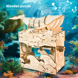 3d wooden puzzle Hand Whale music box Play Beautiful Seaside Handmade Assembly Model kit Holidays birthdays Christmas gifts