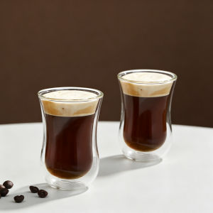 Bộ Cốc Cà Phê Thủy Tinh Borosilicate Hai Lớp YWDL - 2/4 Chiếc Cốc Espresso Latte Chịu Nhiệt Dùng Cho Đồ Uống Nóng Lạnh 90-330ml