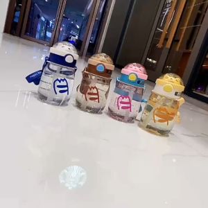 Botol Minum Tali Panjang Sedotan Lucu Dan Unik Model Kepala Bear 550ml 650ml