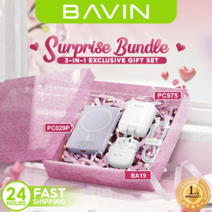 BAVIN Exclusive 3-in-1 Valentines Gift Set Magnetic Wireless Powerbank TWS Earbuds & 33W Charger