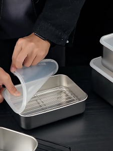 Stainless Steel Food Container with Lid – 13.3 x 10 x 6cm – Lunch Box / Storage Box – Induction Friendly