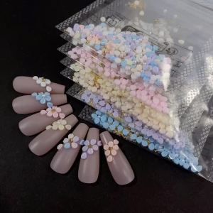 150Pcs 3D Pink Petals Flower Nail Art Decorations with Pearl&Steel Beads Flowers Nails Charms DIY Carving Floral Nail Supplies 1