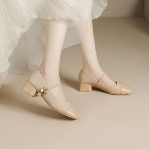 Josiny | Square Toe Block Heel Mary Jane Shoes