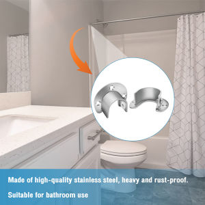 Wardrobe Bracket U Shaped Stainless Steel Closet Pole Sockets Round Tube Curtain Rod End Support Holder with Screws 1Pc