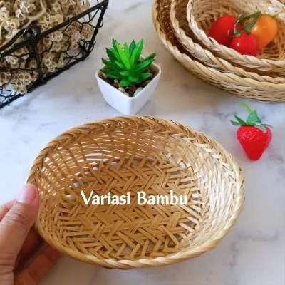 Keranjang Snack / Keranjang Buah / Keranjang Parsel / Keranjang Anyaman Bambu / Keranjang Oval
