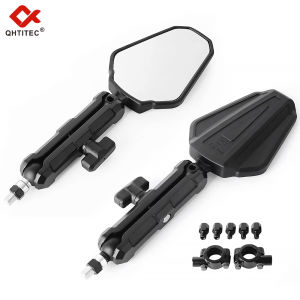 กระจกมองหลังมอเตอร์ไซค์ M8 M10 7/8 นิ้ว แบบยึดกับแฮนด์ กระจกมองหลังอเนกประสงค์สำหรับมอเตอร์ไซค์ ADV ATV แบบพับได้ หมุนได้ 360 องศา ° การปรับปรุง