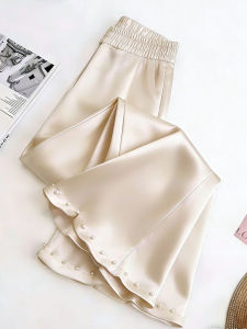 DAIXIANGFEIZI | Shiny Satin New Chinese Style Straight Cut Summer Casual Pants