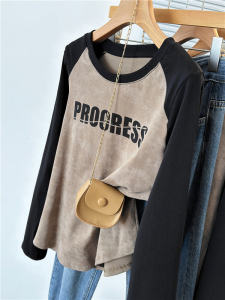 Áo Thun Nữ Tay Ngắn Cotton Dáng Rộng Mùa Hè Thường Ngày in Chữ Màu Tương Phản Che Bụng Thon Gọn