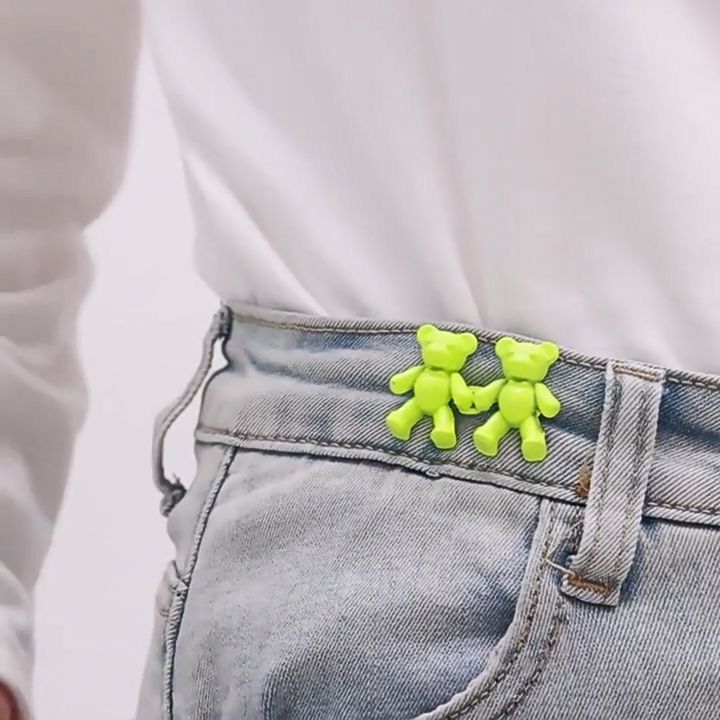 2PCS Waistband Pin Bear Pants Pin Brooch Accessories Waist Tightening