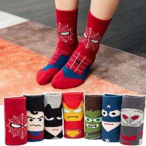 Người Nhện Cotton Vải Bông Tất Trẻ Em Ống Giữa Thích Hợp Cho Học Sinh Bé Trai Hoạt Hình Dễ Thương Em Bé Phong Cách Nhật Bản Trận Đấu Dài Mùa Hè Tất Cả