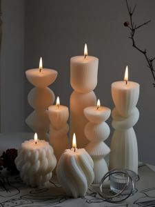 Aromatherapy candles large pillar ribbed decorative candles soy wax suitable for gifts room shelves home ribbed decoration