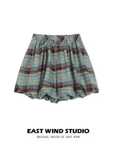 กระโปรงสั้นลายสก็อตสไตล์อเมริกันย้อนยุค สวมใส่สบาย กระโปรงทรงบานสั้นผู้หญิง สไตล์วิทยาลัย กระโปรงทรงเอเอวสูง