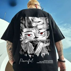 Trendy mens summer cartoon printed polyester breathable round neck T-shirt outdoor urban street versatile top