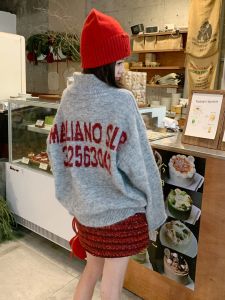 CHOUXIE | Lazy Chic High Neck Letter Sweater Knitwear