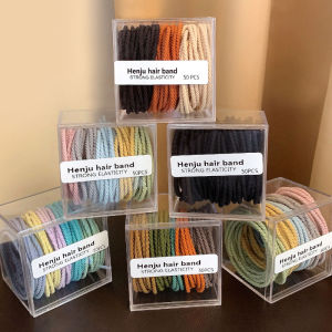 50pcs/Box High Elastic Rubber Band for Women Korean Style Hair Tie Headband 2023 New Simple Women Hair Rope