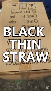 DragonWare 100pcs/pack BLACK THIN STRAW for juice iced tea fruit shake