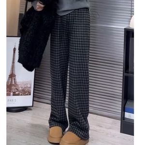 กางเกงผู้หญิงตั้งครรภ์สไตล์เกาหลีลายสก็อต ทรงหลวม ใส่ได้ตลอดทั้งปี กางเกงขายาวทรงหลวมสำหรับฤดูใบไม้ร่วงและฤดูหนาว