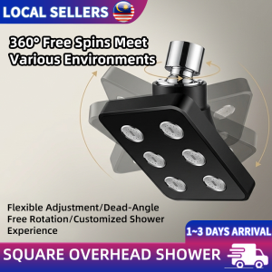 High Pressure Rain Shower Head Black ABS Anti-Rust 360° Rotatable Universal G1/2 Kepala Paip Mandi Bilik Air