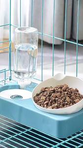 JeDa ถ้วยข้าวน้องแมว มาพร้อมที่ให้น้ำอัตโนมัต 2 in 1 ชามทรงหน้าน้องแมวสีทึบ สวยงาม อุปกรณ์สัตว์เลี้ยง หม้อแมว Cat bowl