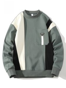 ROMON | เสื้อยืดคอกลมพิมพ์ลายลำลองสำหรับผู้ชาย แขนยาว ทรงหลวม แฟชั่นฤดูใบไม้ร่วง ผ้าโพลีเอสเตอร์ 100% ป้องกันแบคทีเรีย