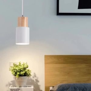 JOYINLED Nordic Real Wood Pendant Lights Multicolor Aluminum Lamp Shade Pendant Lamps for Dining Room Home Lighting Fixture