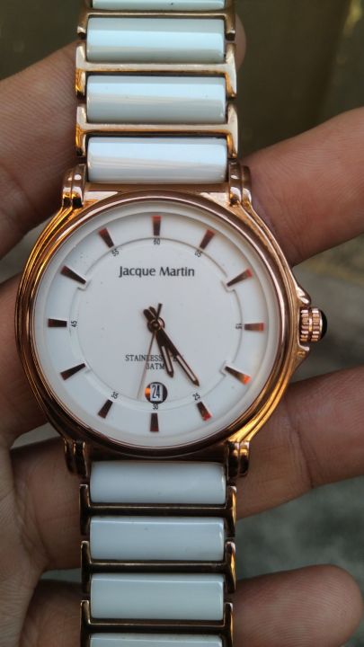 jam tangan jacque martin cewek ceramic stell second bekas original