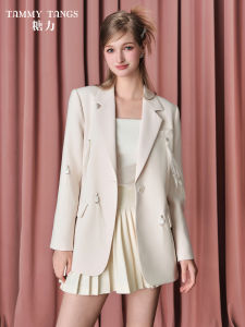 TAMMY TANGS | Elegant Feather Embellished Blazer