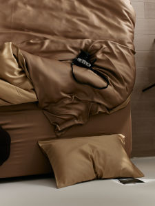 Washed Tencel Four-Piece Bedding Set Double-Sided Ice Silk Cool Feeling Solid Color Simple Bed Sheet Cover Bed Canopy Style