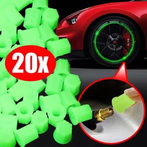 20pcs Luminous Car Tire Valve Caps Universal Motorcycle Bicycle Wheel Tyre Dustproof Cover Glow Dark Decor Accessories