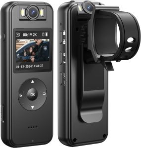 A27 บอกล้องสวมใส่ร่างกาย 2K กล้องไร้สาย 1600MAh สำหรับการถ่ายวิดีโอ 11ชั่วโมง กล้องวิดีโอพร้อมสำหรับการขี่จักรยานเลนส์หมุน 180°