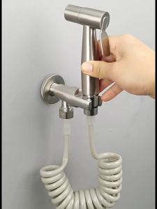 Stainless Steel Toilet Bidet Sprayer 3 in 1 Complete Set Wall Mounted Bathroom Bidet Toilet Sprayer Connect Holder Hose Matte Black