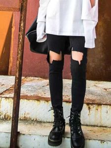 Quần Jeans Denim Co Giãn Cạp Cao Kiểu Dáng Ôm Vừa Vặn Phong Cách Đường Phố Mỹ Quần Jeans Nữ Có Lỗ Xé Quần Jeans Thời Trang Xuân Thu