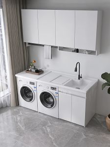 MAKEMINGTUO | Dual-machine Floor-standing Washing Machine Cabinet Balcony-use Quartz Stone Honeycomb Aluminum