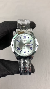 [Gift][With Box]ORUSS Original Men Stainless Steel Dual Calendar Luxury Luminous Waterproof Watch Analog Business Fashion Korean Automatic Quartz Wrist Watch For Men