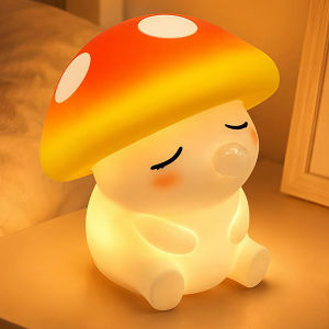 NEWSTYLE | Mushroom Night Light Squishy Silicone Lamp For Kids Tap Control RGB Bedside Nursery Sleeping Nightlight For Room Decor