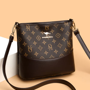 Fashionable Soft Leather Bucket Bag Womens Single Shoulder Crossbody Bag Large Capacity Vertical Mom Bag Casual Leisure